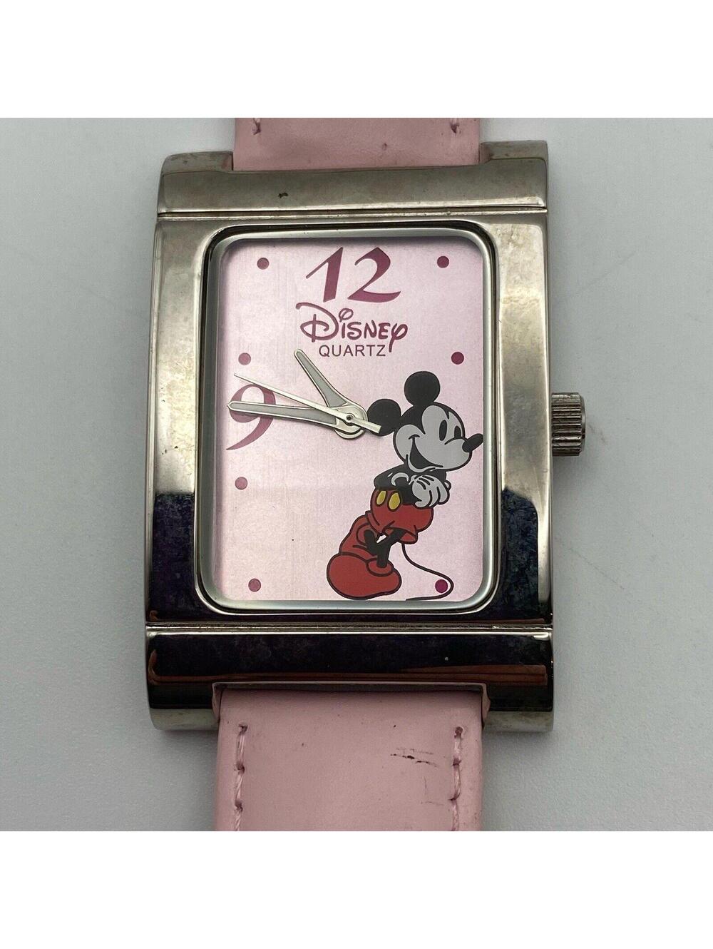 Disney Pink Mickey Mouse Watch Leather Band Water Resistant